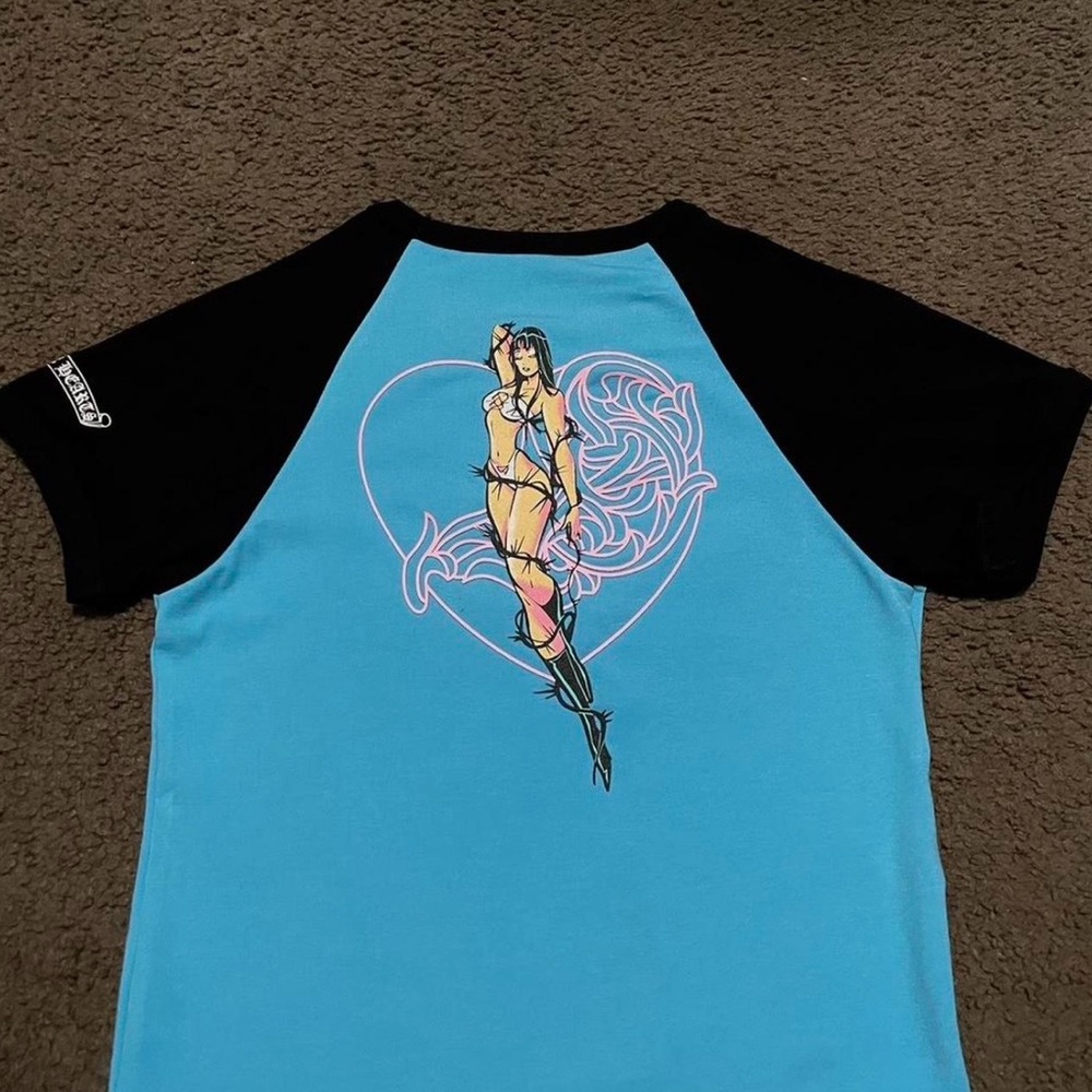 Blue and Black Graphic T-Shirt